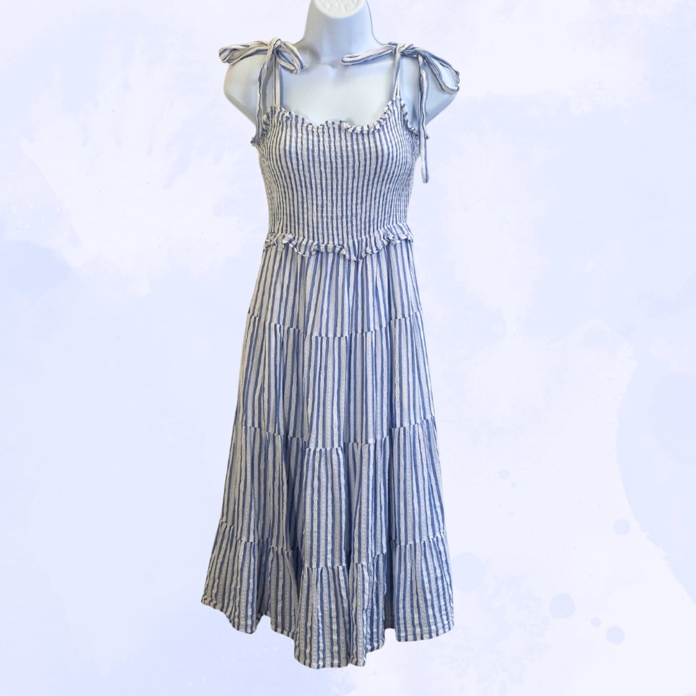 Maxi Baby Blue & White Striped Dress